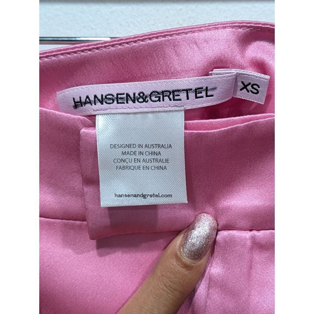 New! Hansen & Gretel Pink Satin Silk Tamara Mini Skirt, XS - Picture 9 of 9